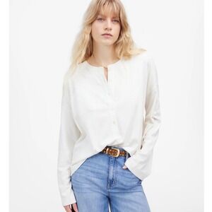 Madewell Relaxed Henley Long Sleeve Tee Top Womens Small White Long Sleeve NU850